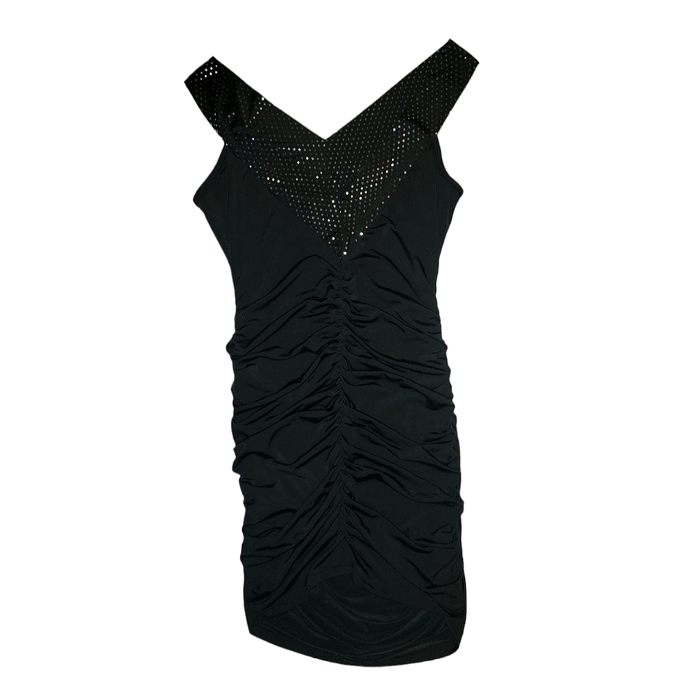 Wet Seal Black & Sparkle Trim Sleeveless Club/Cocktail Party Blouse Top Sz S